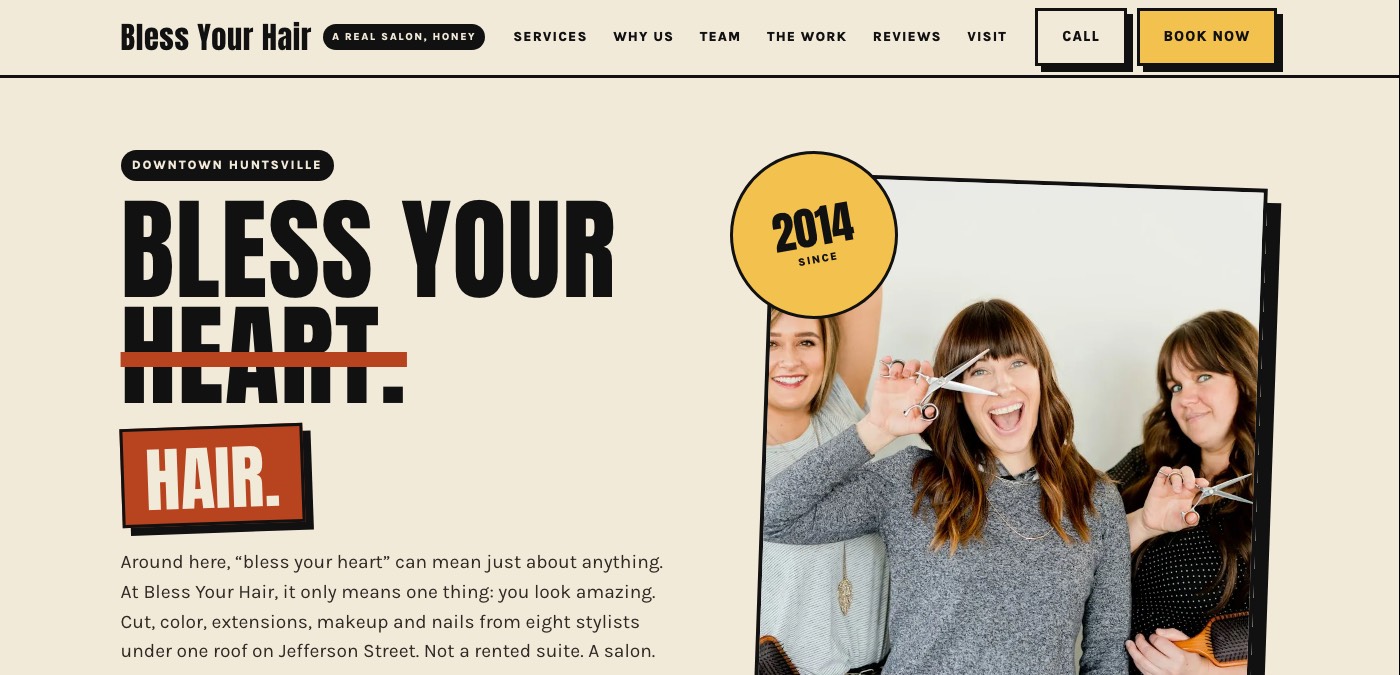 Bless Your Hair salon website